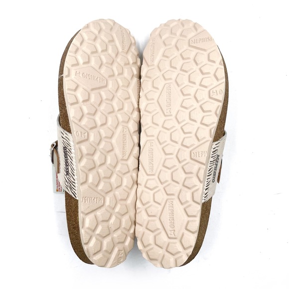Mephisto‎ Nalia Gold Leather Sandals Buckle Zebra Print Sz 42 / 12